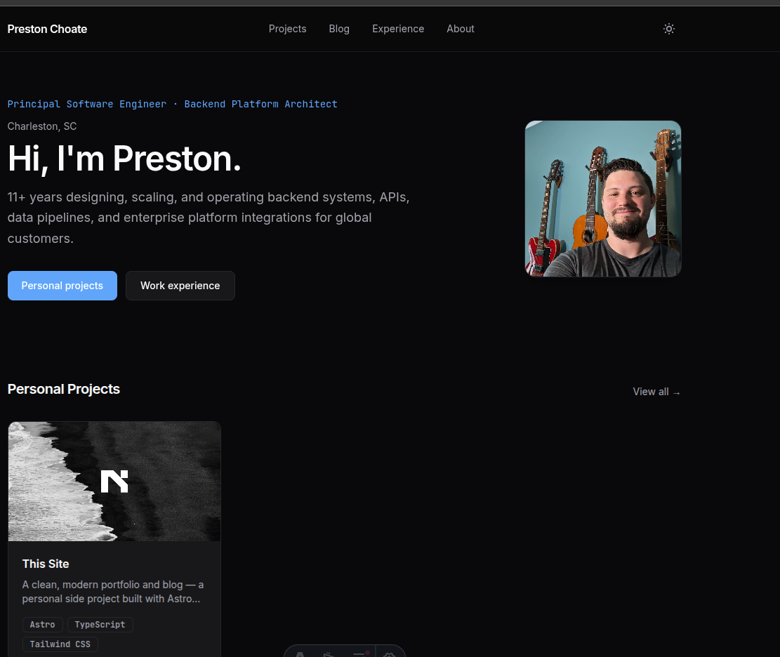 Portfolio site preview